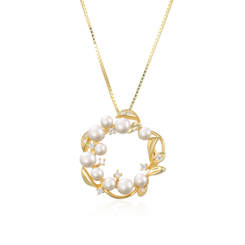 Collar de perlas artificiales de plata esterlina 925 mujeres de verano lujoso ligero nicho de moda de alto nivel colgante collar collar collar collar