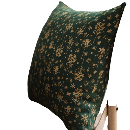 Yimanqiyun Christmas green bronzing tablecloth with wind chimes Japanese style printed cotton and linen holiday tablecloth cover rectangular