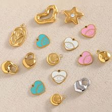 不锈钢316不掉色配件diy配件爱心滴油桃心吊坠项链耳环配饰批发