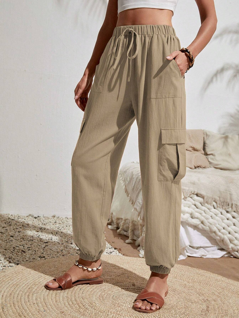 Pantalones de Mujer para Trabajo Casual, Color Sólido Versátil, con Bolsillos, Primavera-Verano 2025, Ropa de Mujer Europea y Americana, Amazon, Tiktok, Temu image 8