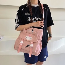 新款学生潮流补习袋卡通大容量女单肩斜挎包百搭通勤托特包手提袋