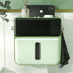 新款掛壁式紙巾盒多功能雙層防水抽紙盒塑料衛生間收納捲紙置物架