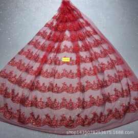 新款LC3760款发泡花型10Y起订 婚纱礼服面料 网纱洒金片 花边款