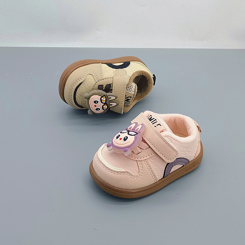 Cuero de algodón 25 otoño y invierno zapatos para bebés 01 - 3 años zapatos para bebés varones con suela suave antideslizante zapatos para bebés de niñas