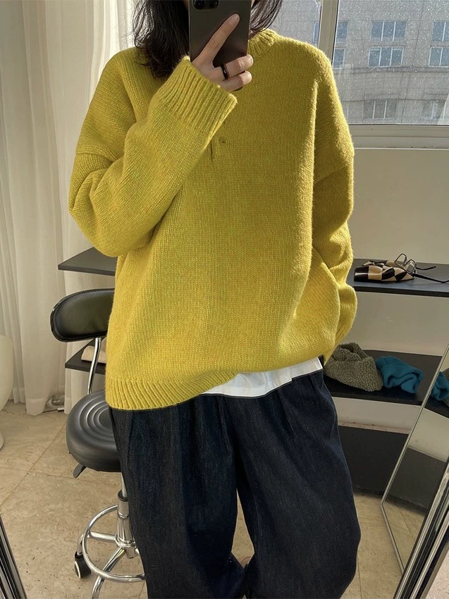 Knitted Sweater Oversize Blue, Thick High-Quality Style (S–XL)