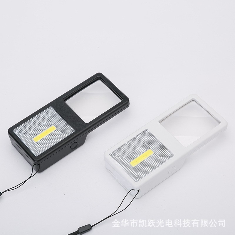 跨境爆款长方形带LED灯亚克力光学镜片便携式手持放大镜阅读照明