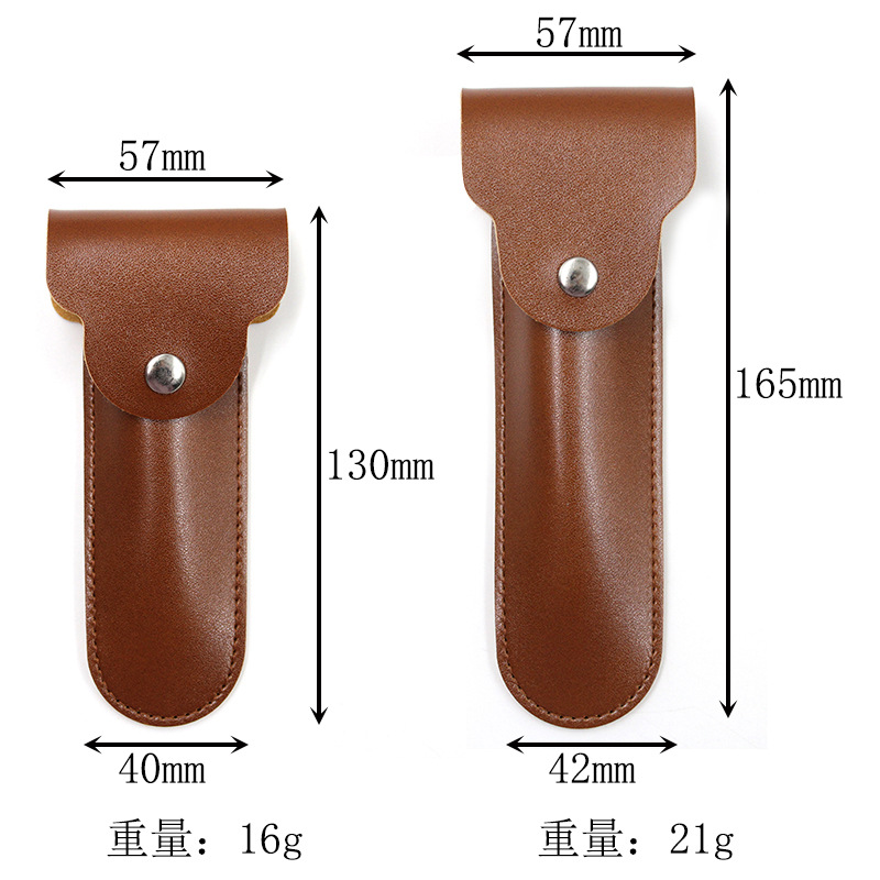 En stock retro manual de afeitar caso de cuero de tipo botón portátil de almacenamiento de viaje afeitadora funda protectora