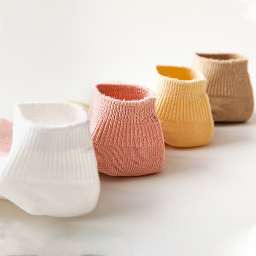 Socks for women in spring and summer, thin candy-colored double-needle socks, solid color vertical striped women's boat socks, Japanese low-top cotton socks wholesale