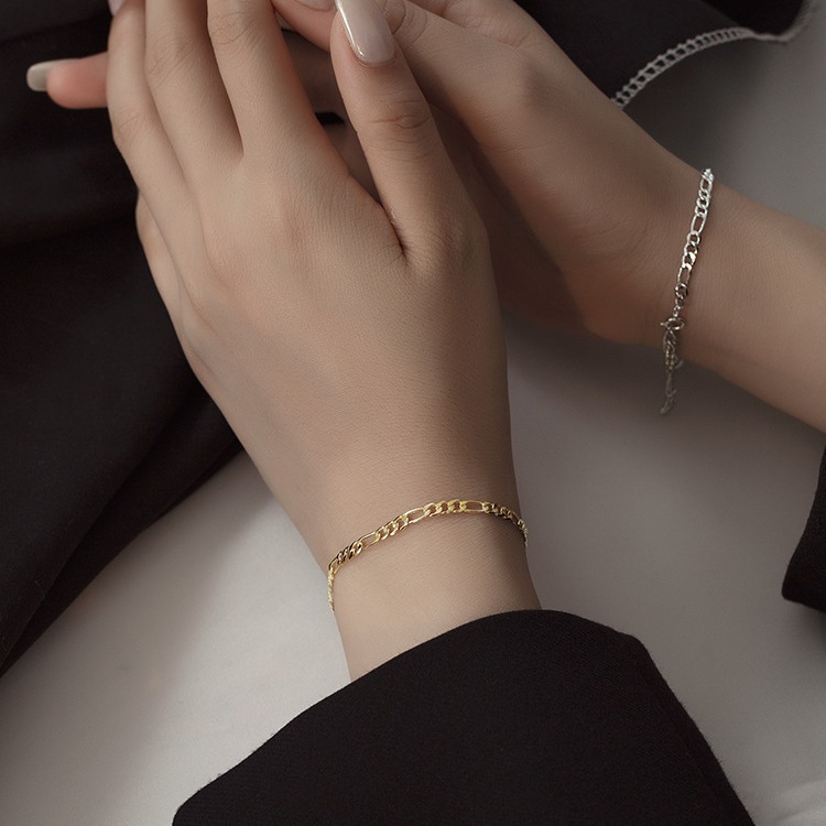 European and American cross-border s925 sterling silver punk chain bracelet hip hop personality fashion simple men's and women's bracelet fashion