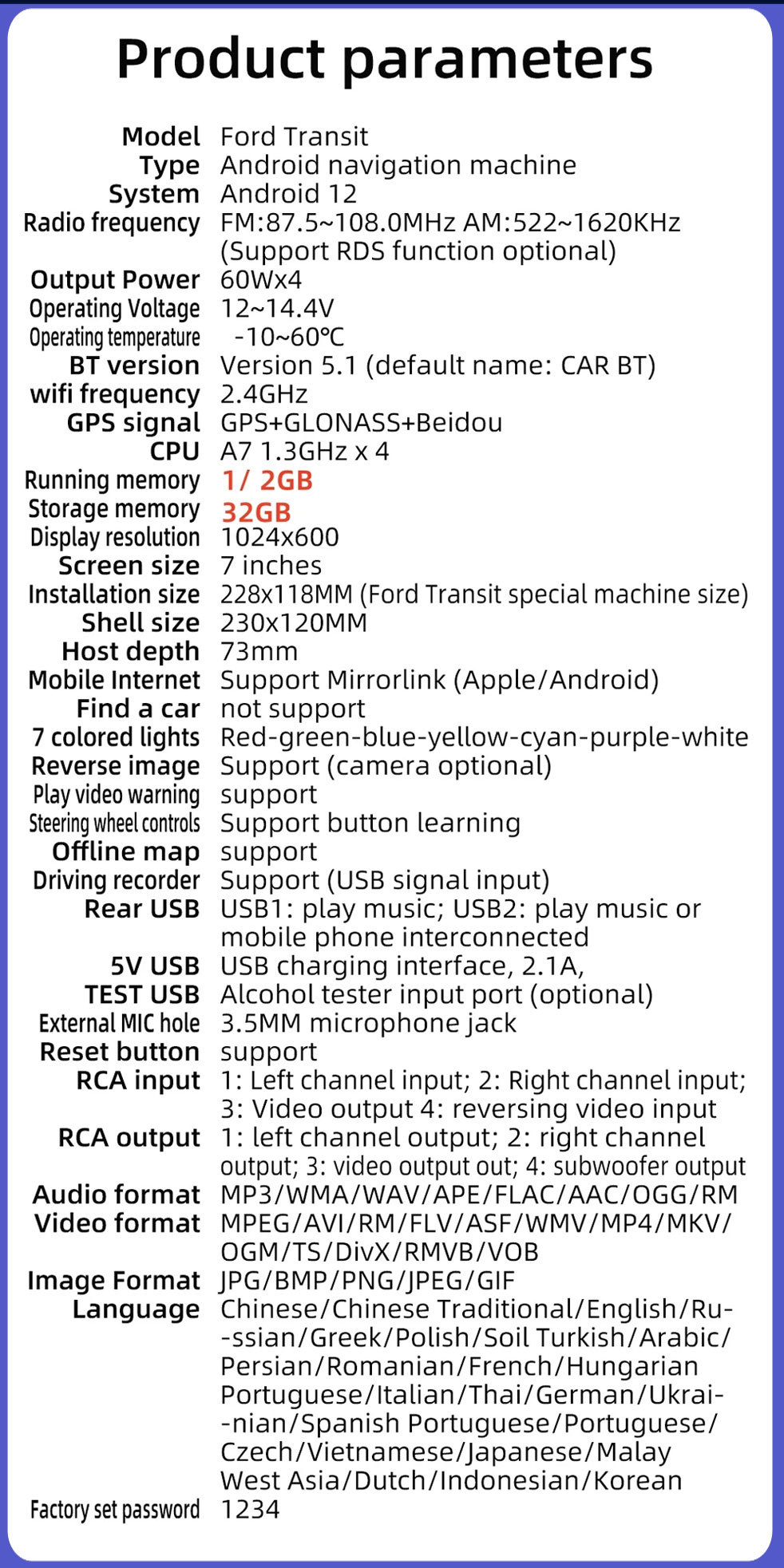 Suitable for 2005-2011 Ford Transit Car Android Gps Navigation Bluetooth Mp5 Player Carplay Navigation Device