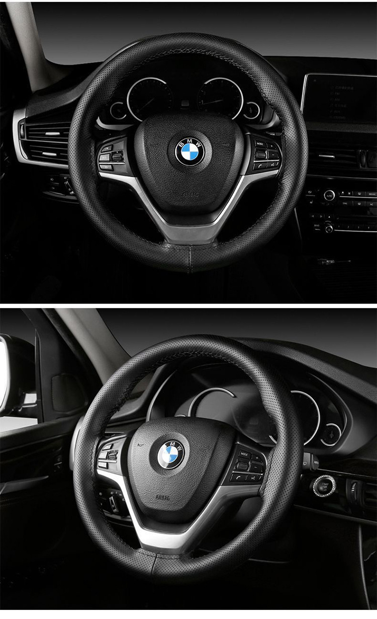 Car Steering Wheel Cover, Hand-Sewn Handlebar Cover, Universal Leather Cover for All Seasons, Non-Slip and Wear-Resistant, Complete Sizes and Various Colors