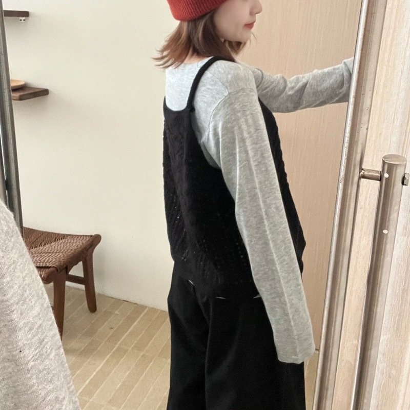 镂空针织吊带马甲女2025年秋冬季新款叠穿背心韩版穿搭个性上衣潮|undefined