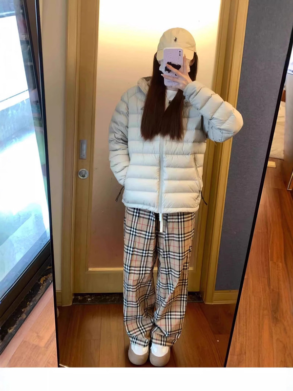 棉衣女短款轻薄细格横纹运动休闲连帽防寒服外套男女同款情侣棉服|undefined