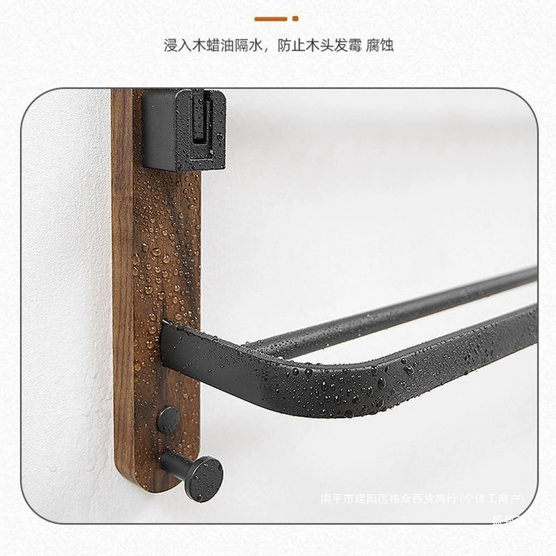 Полка для ванной из массива дерева, вешалка для полотенец, настенная полка для ванной без сверления, угловая полка для ванной из орехового дерева