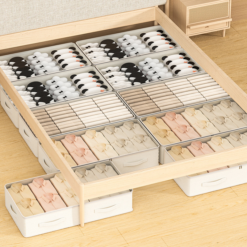 ベッド下収納袋綿とリネン家庭用キルト衣類収納袋大容量引き出し型折りたたみ収納ボックス|undefined