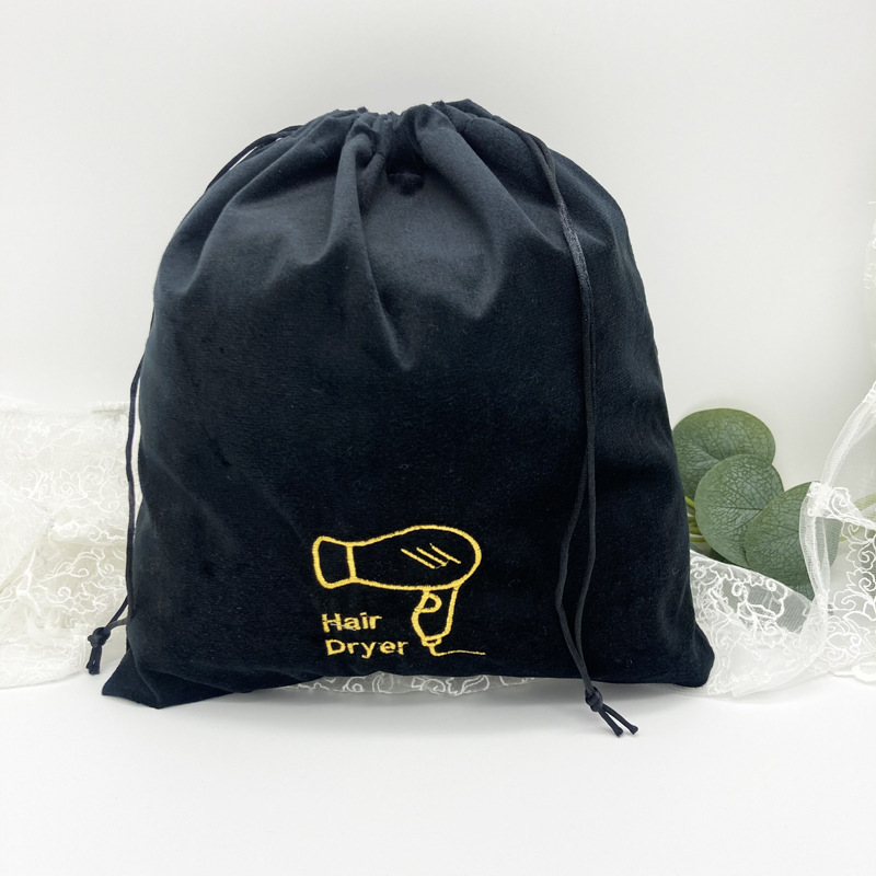En stock venta al por mayor Hotel especial secador de pelo bolsa cordón hogar secador de pelo bolsa de polvo bordado secador de pelo bolsa de tela