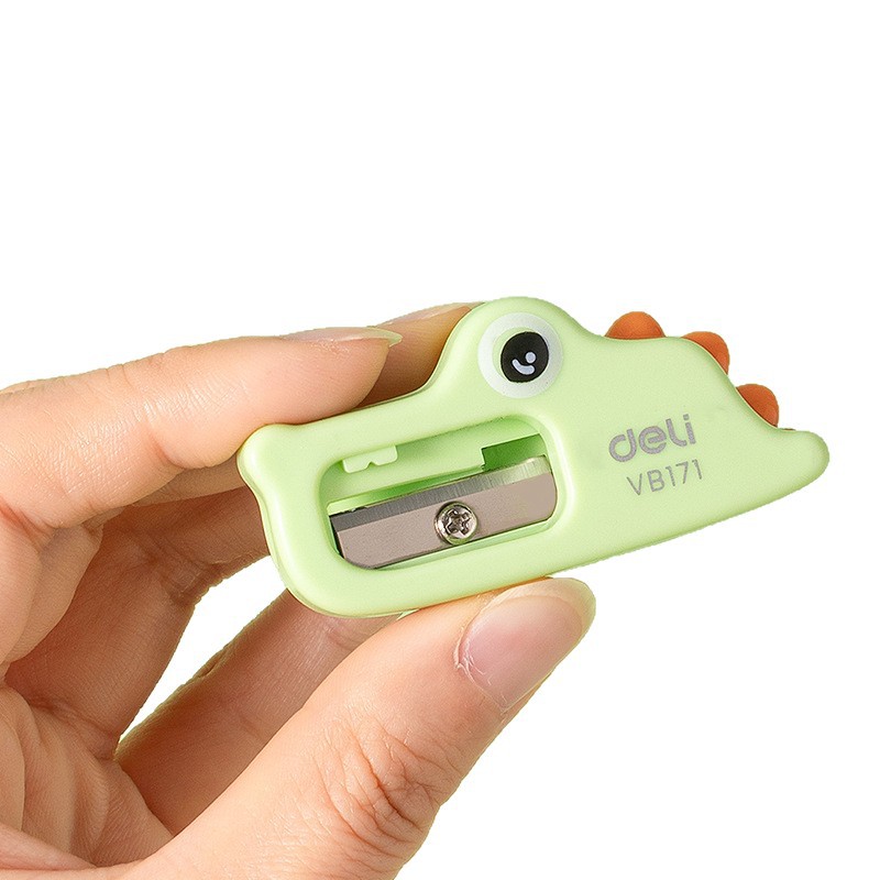 Deliky VB171 pequeño cocodrilo cuchillo de lápiz estudiantes cuchillo de transferencia manual para niños jardín de infantes lápiz afilador portátil