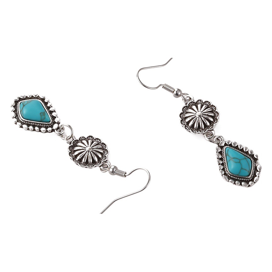 Europe and the United States cross-border AliExpress new earrings Bohemian vintage carved turquoise long earrings earrings wholesale
