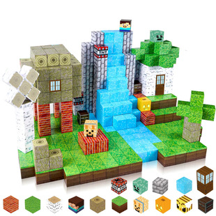 Cross-Border New My Magnetic World Block Building Blocks Village Assembled Cave Mechanism Boy Magnetic Toy Building Blocks