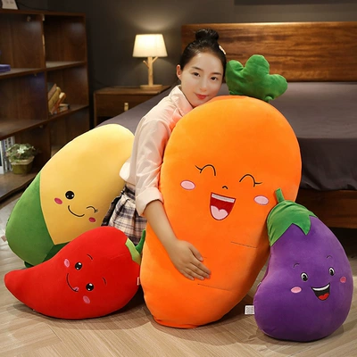Cartoon Artificial Vegetable Eggplant Pillow Doll Plush Toy Carrot Large Pillow Cloth Doll down Cotton Doll