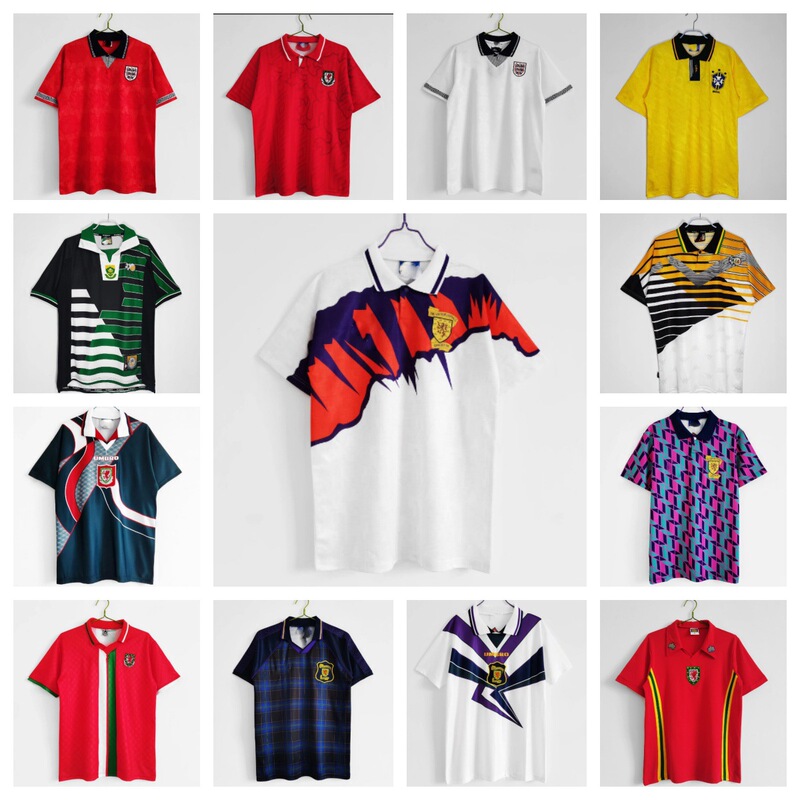 Cross-Border Factory Direct Sales 1986 Retro European World Cup Cup England Wales Japan Brazil Football Jersey