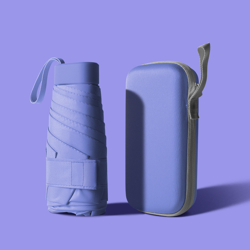 Nuevo mini paraguas plegable portátil negro protector solar paraguas manual ultraligero plano seis pliegues tarjeta paraguas