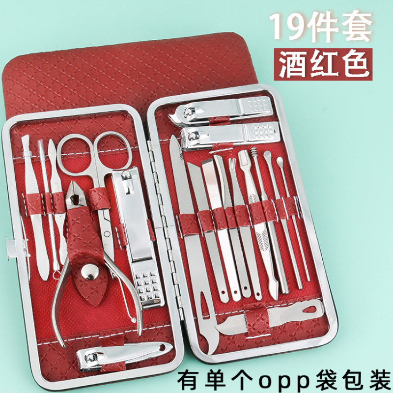 19-piece set-B model OPP bag in wine red