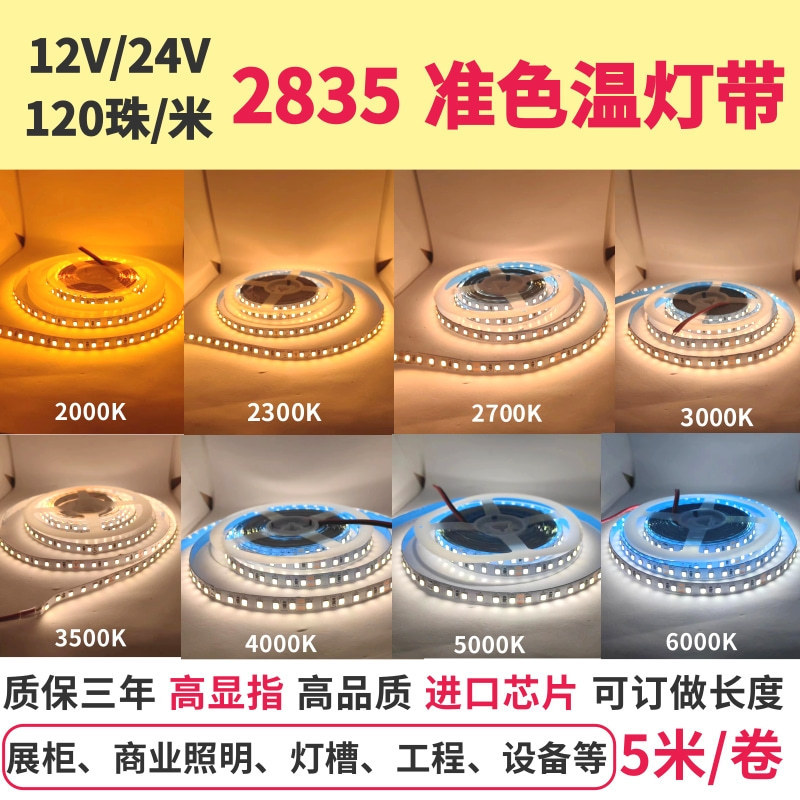 True Color Temperature 12V24V2835 Smd Led Light Strip Self-Adhesive Home and Commercial Lighting Equipment Display Cabinet Led Light Strip