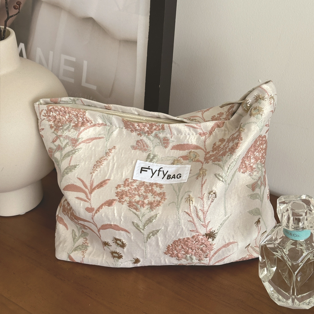 Bolsa de maquillaje nueva, estilo 2024, fresca y sencilla, bolsa interior portátil de gran capacidad, bolsa para guardar productos de cuidado de la piel, bolsa de aseo, estilo chino.