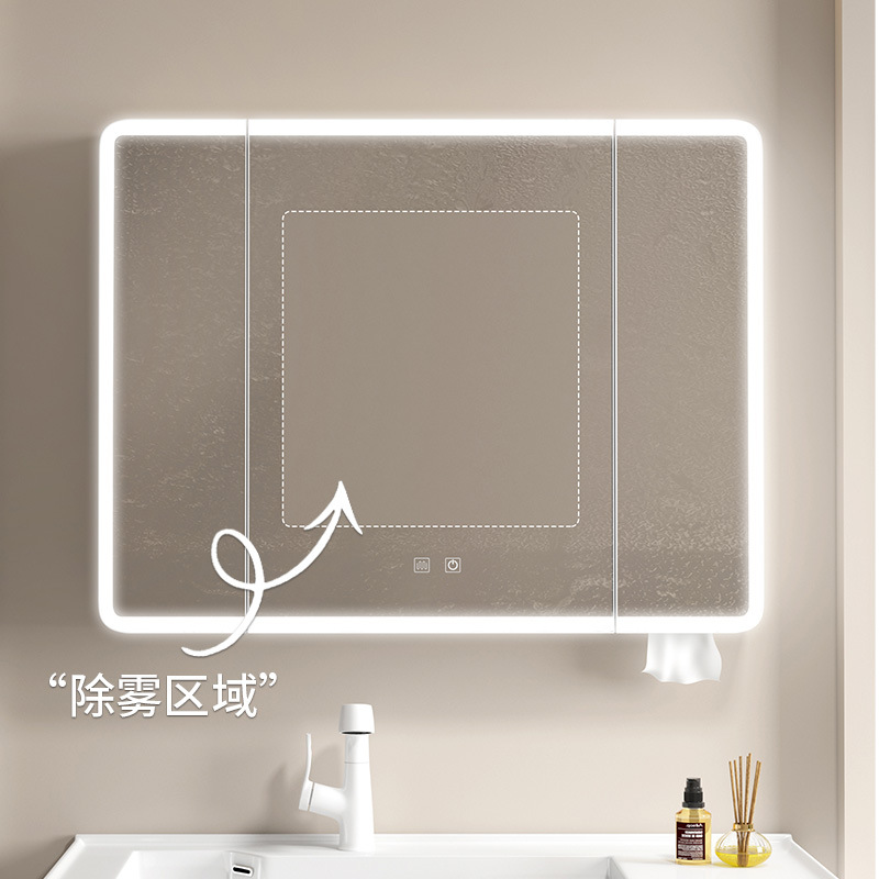 gabinete de espejo inteligente de baño de aluminio espacial con estante de toallas para almacenar caja de espejo integrada con estante de almacenamiento espejo de tocador de baño