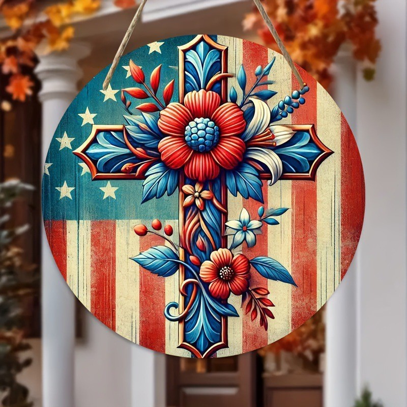 Colgante estación independiente transfronteriza nuevo producto USA Día de la Independencia aniversario guirlanda decoración de madera festivales de la familia madera