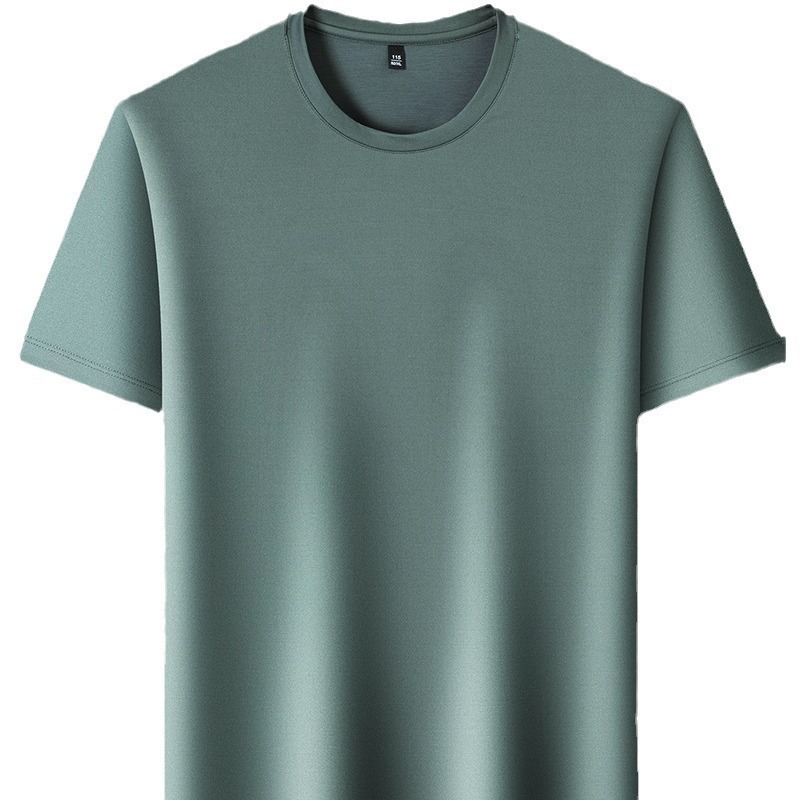 Trend men's summer silk quality quick dry short sleeve T-shirt with…