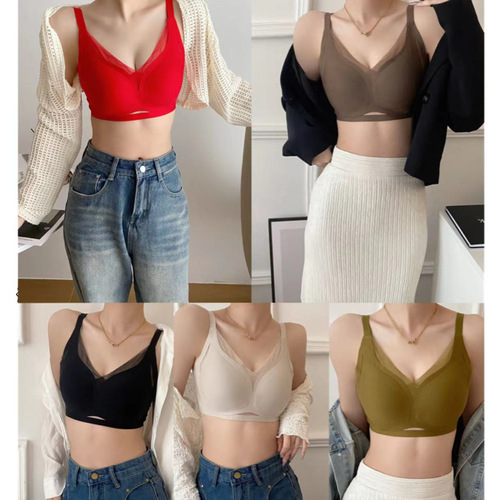 Seamless underwear for women, big red, push-up, auxiliary breasts, anti-sagging, UU cup, big breasts, small sleep bra, self-made factory