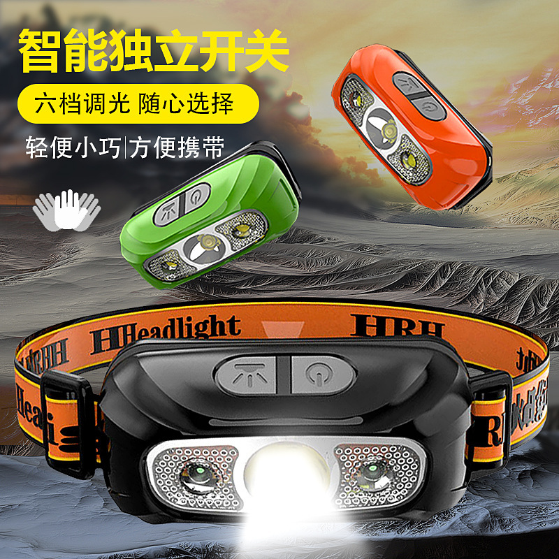 Induction headlight usb charging led self-defense head-mounted strong light night fishing small headlight outdoor intelligent headlight Induction headlight usb charging led self-defense head-mounted strong light night fishing small headlight outdoor intelligent headlight