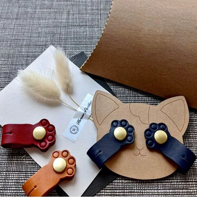 Очаровательные кошачьи когти коры головок наушники-намотчик USB-кабель хаб Разные провода хранения кожаные пряжки