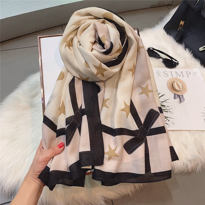 Temperament Bowknot Cotton Linen Women's Spring and Autumn Korean Version Versatile Long Style Large Shawl Winter Wrap_voghion.com
