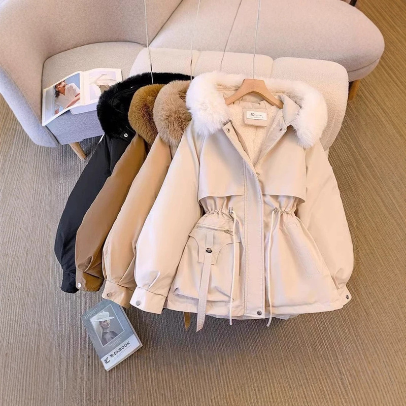 New winter foreign trade down cotton jacket with integrated fleece, winter parka jacket, Korean style cotton coat New winter foreign trade down cotton jacket with integrated fleece, winter parka jacket, Korean style cotton coat