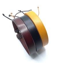 外贸手工皮手镯手环 简约皮革情侣可调节绳结复古多色高级感手镯