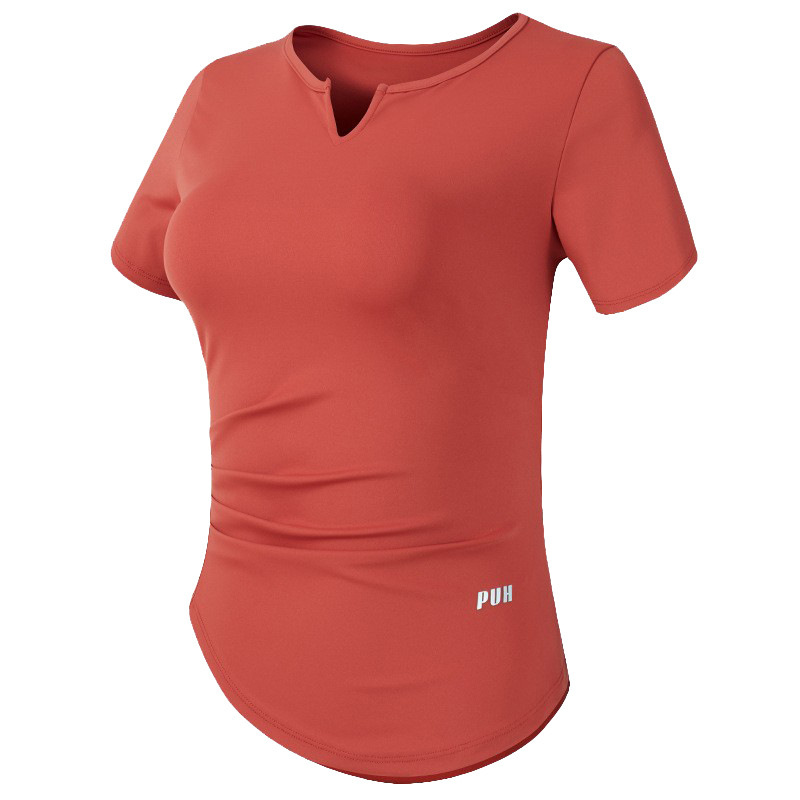 Cross-Border Elastic Sports Short-Sleeved Women's V-Neck Tight-Fitting Quick-Drying T-Shirt Running Training Fitness Top Thin Yoga Wear