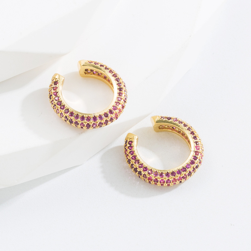 Fashion Circle Copper Earrings Inlay Zircon Copper Earrings display picture 4