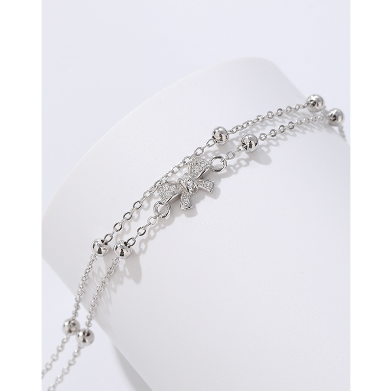 925 plata esterlina arco de doble capa pulsera de las mujeres Luz de lujo nicho diseño 2023 nueva pulsera de alta calidad de las niñas