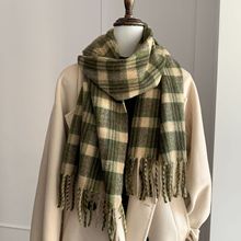 爆款新款经典英伦风格子双面羊毛围巾女百搭防寒保暖围脖羊绒披肩