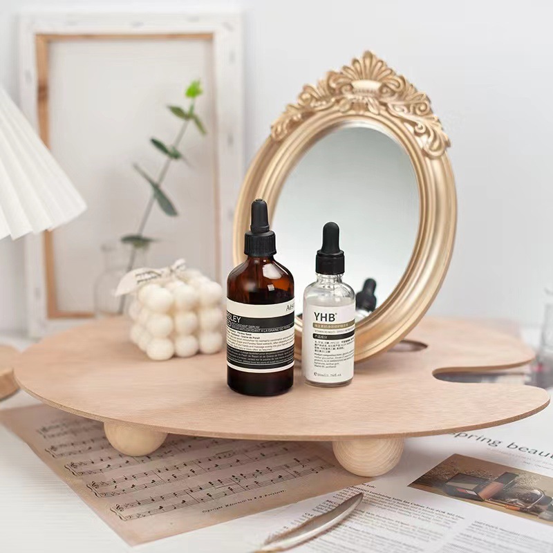 ins风饰品香薰托盘木质日式网红拍照道具摆件蜡烛首饰调色置物盘