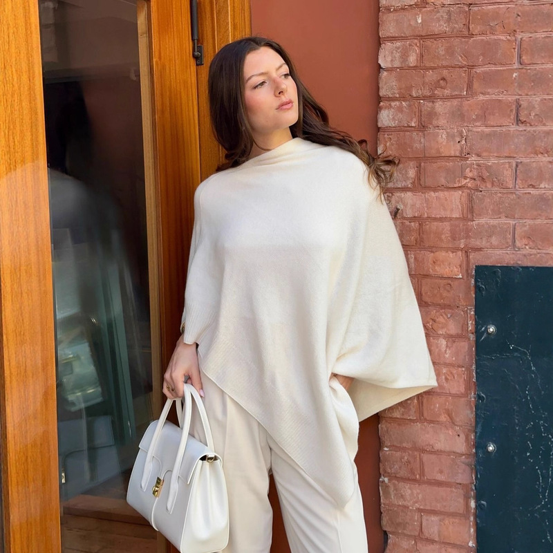 Agent Bat Sleeve Wool Blend Fashion Women's Cape Large Shawl Turtleneck Sweater Coat Cosplay Style Autumn and Winter New