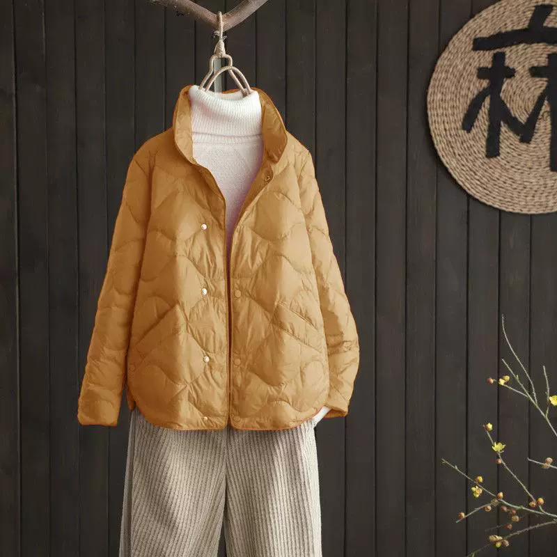 Light and thin short winter red down jacket with down, Korean style, oversize