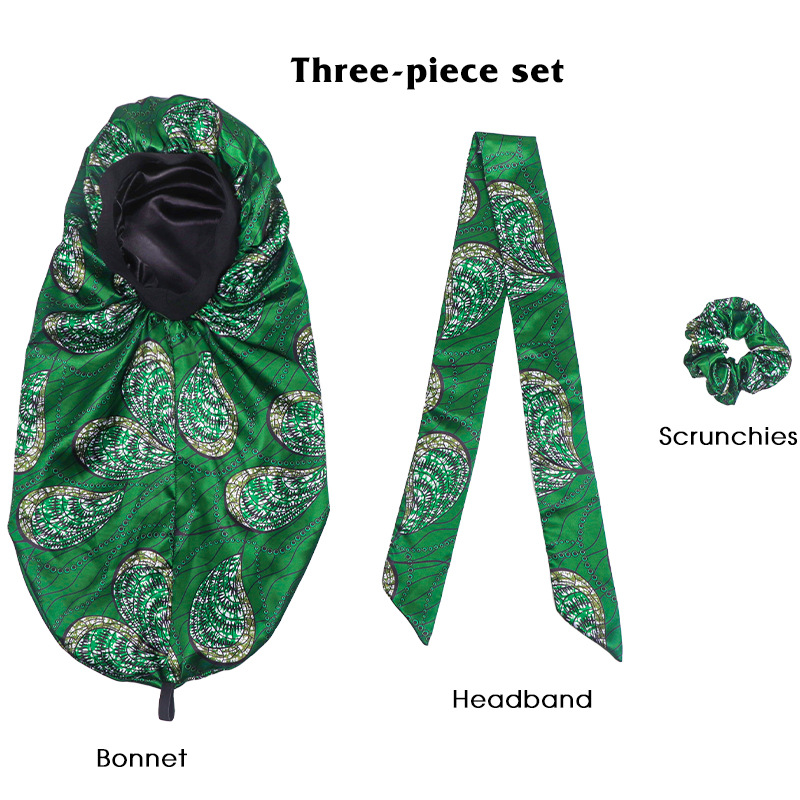 Amazon Moon Hat Hair Salon Home Sacha Silk African Printed Leaves Tight Strap Sacha Nightcap