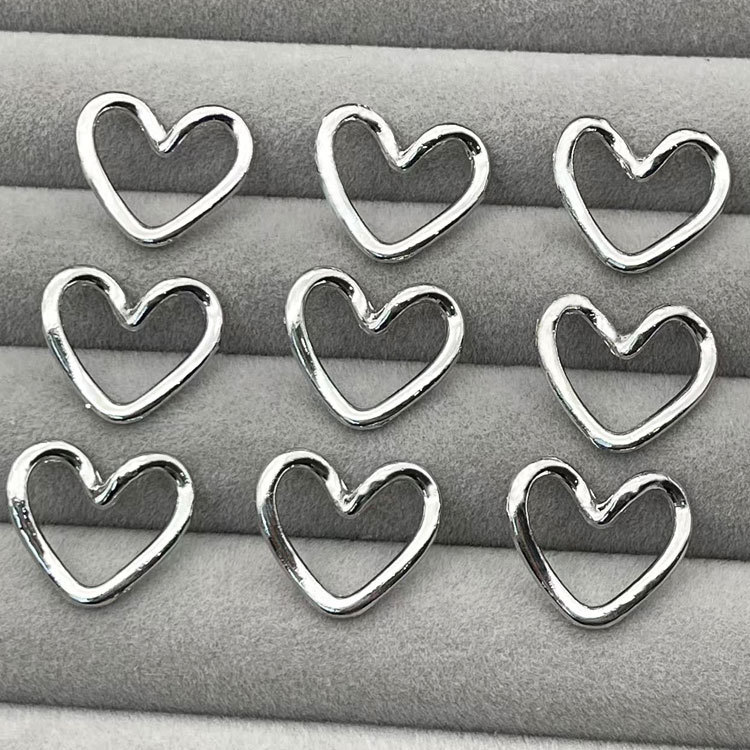 2025 Fashion 3D Hollow Peach Heart Alloy Nail Art Accessories Korean Style Wearable Nail Decorations Ins-Style Trendy Decoration
