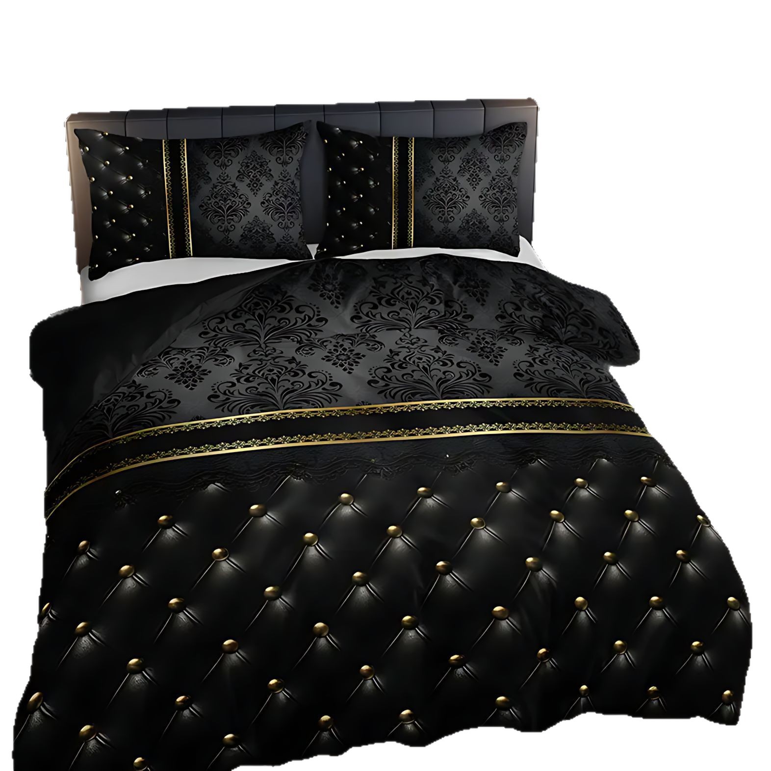 TUME / JIT transfronterizo lujoso negro oro jacquard textura 3D impresión digital colcha colcha