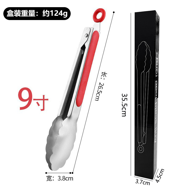 Logotipo personalizado clip de comida engrosado clip de barbacoa de acero inoxidable coreano clip de barbacoa clip de bistec clip de cocina para hornear