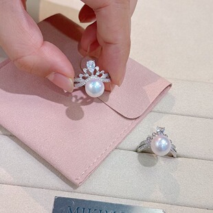 S925 Silver Crown Ring 9-10MM Natural Freshwater Pearl Round Strong Light Ring Stacked with Temperament Court Style